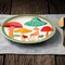 8 Ct. Mushroom Party Disposable Paper Dinner Plates with Green Trim Fun Forest Theme Tableware 9"